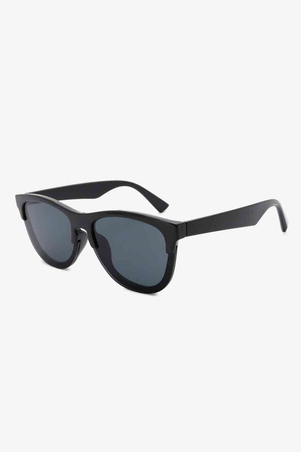 UV400 Browline Wayfarer Sunglasses - sunglasses - Black - Bella Bourget