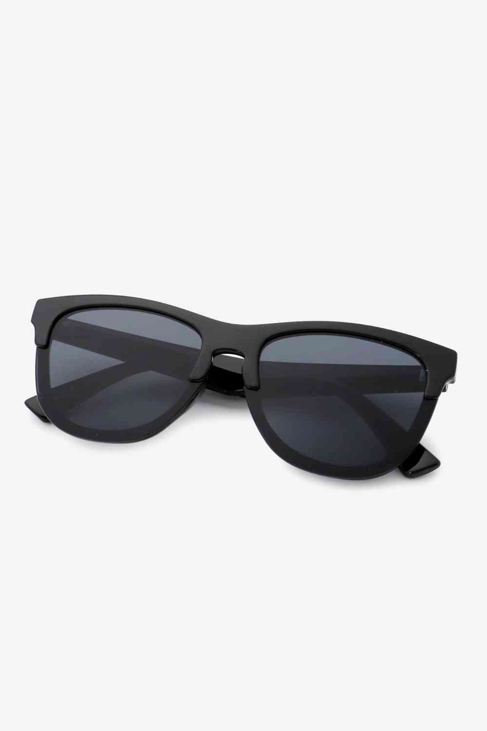 UV400 Browline Wayfarer Sunglasses - sunglasses - Black - Bella Bourget