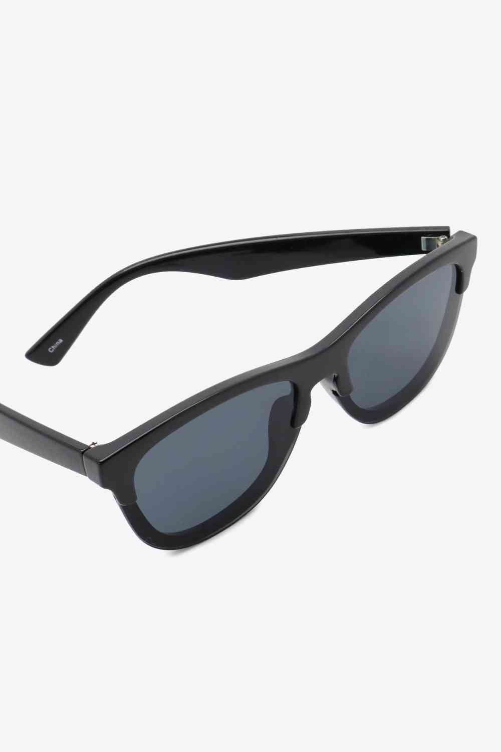 UV400 Browline Wayfarer Sunglasses - sunglasses - Black - Bella Bourget