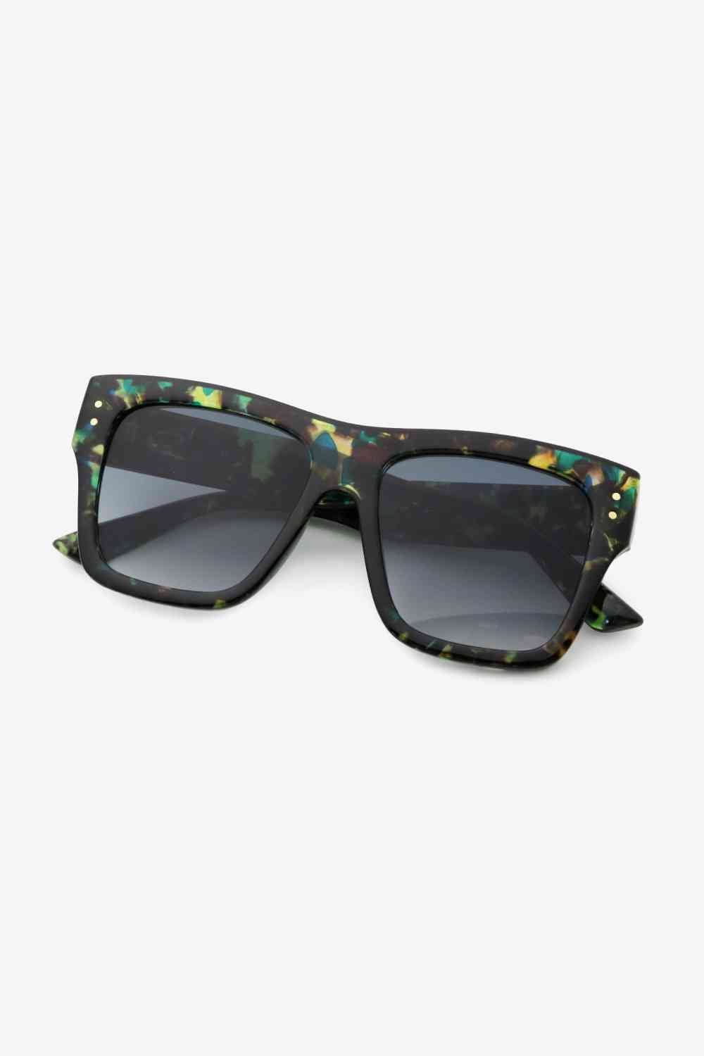 UV400 Patterned Square Sunglasses - sunglasses - Black - Bella Bourget