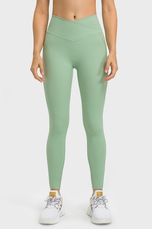 V - Waist Leggings with Pockets - Leggings - Mint - Bella Bourget