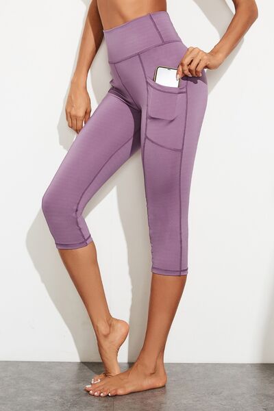 Waistband Active Leggings with Pockets - Athletic Leggings - Lavender - Bella Bourget