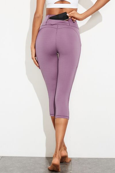 Waistband Active Leggings with Pockets - Athletic Leggings - Lavender - Bella Bourget