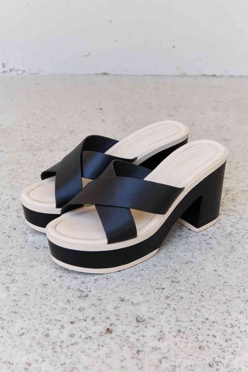 Weeboo Cherish The Moments Contrast Platform Sandals in Black - shoes - Black - Bella Bourget