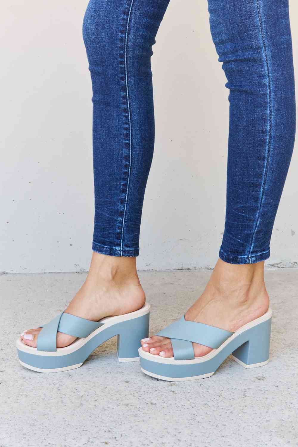 Weeboo Cherish The Moments Contrast Platform Sandals in Misty Blue - shoes - Misty Blue - Bella Bourget