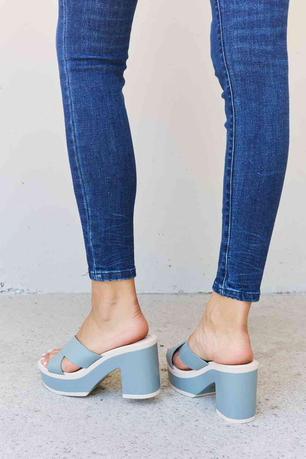 Weeboo Cherish The Moments Contrast Platform Sandals in Misty Blue - shoes - Misty Blue - Bella Bourget