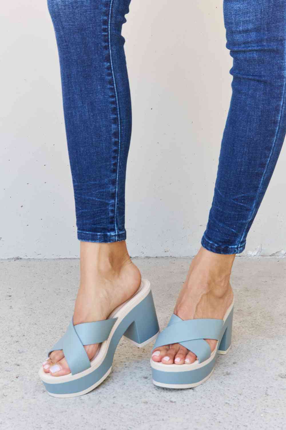 Weeboo Cherish The Moments Contrast Platform Sandals in Misty Blue - shoes - Misty Blue - Bella Bourget