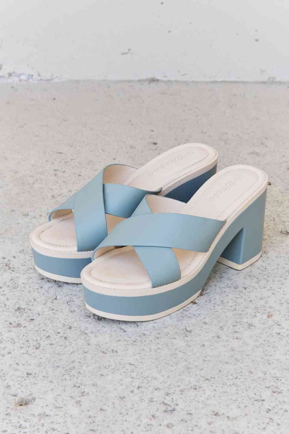 Weeboo Cherish The Moments Contrast Platform Sandals in Misty Blue - shoes - Misty Blue - Bella Bourget