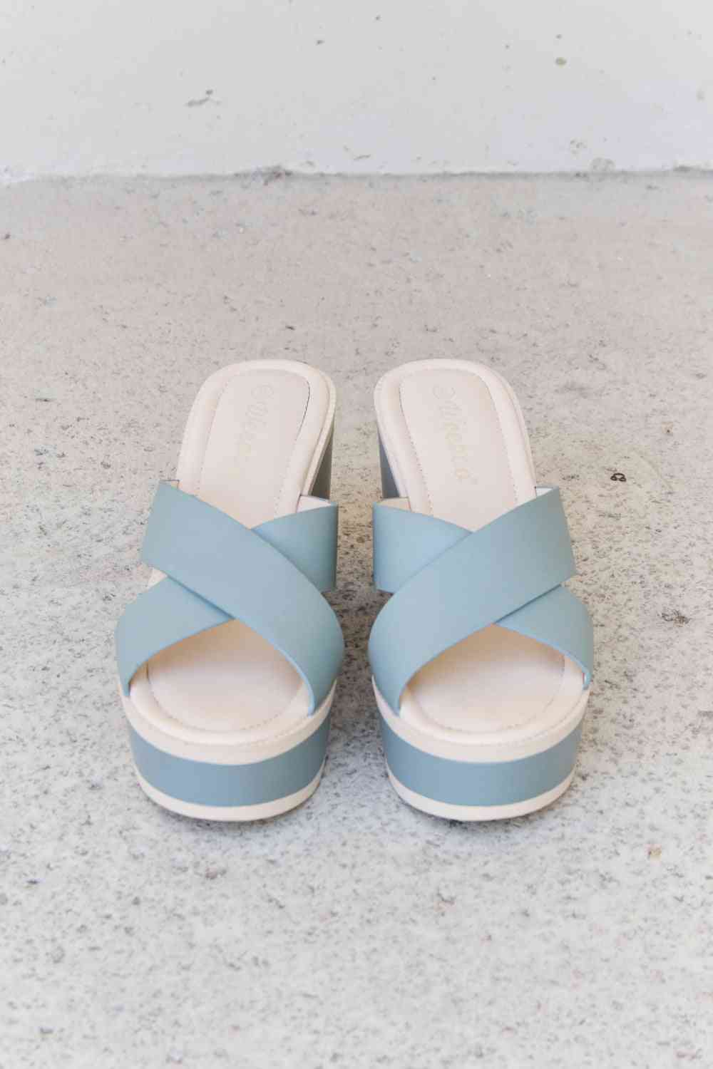 Weeboo Cherish The Moments Contrast Platform Sandals in Misty Blue - shoes - Misty Blue - Bella Bourget