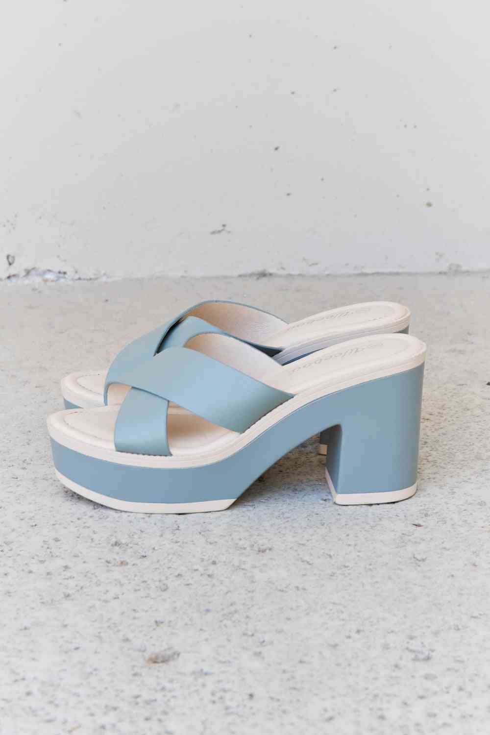 Weeboo Cherish The Moments Contrast Platform Sandals in Misty Blue - shoes - Misty Blue - Bella Bourget