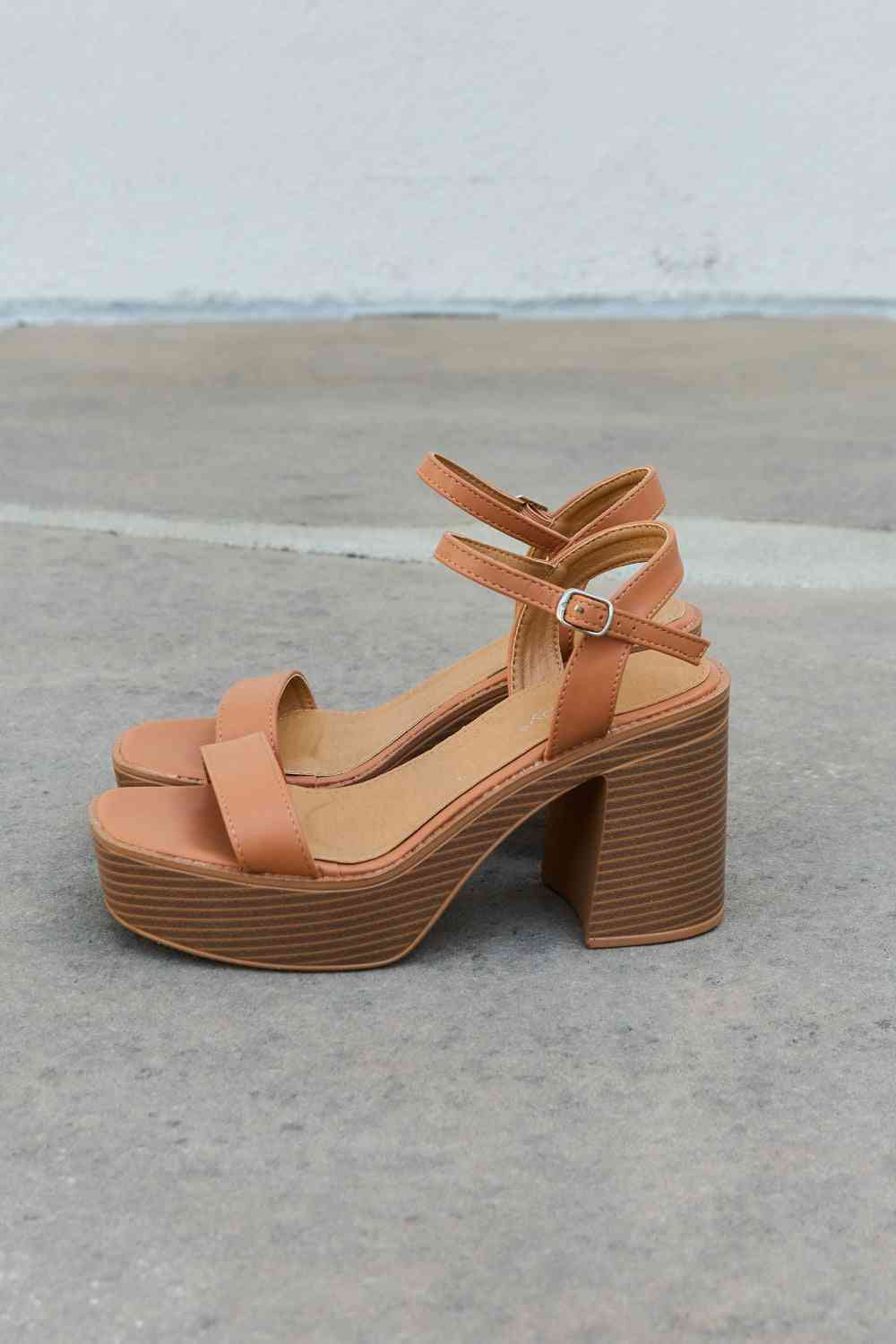 Weeboo Feel It Platform Heel Sandals - shoes - Cognac - Bella Bourget