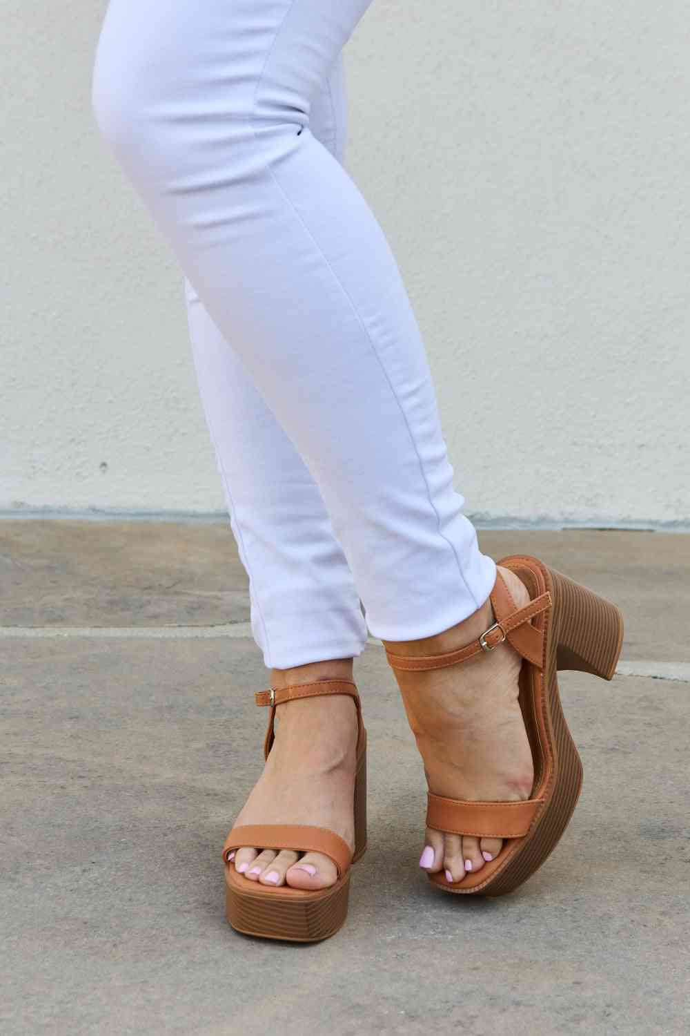 Weeboo Feel It Platform Heel Sandals - shoes - Cognac - Bella Bourget