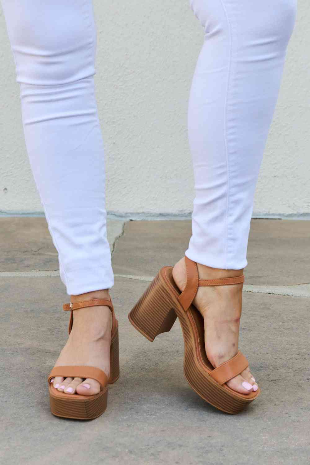 Weeboo Feel It Platform Heel Sandals - shoes - Cognac - Bella Bourget