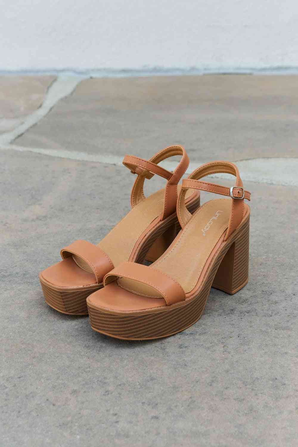 Weeboo Feel It Platform Heel Sandals - shoes - Cognac - Bella Bourget