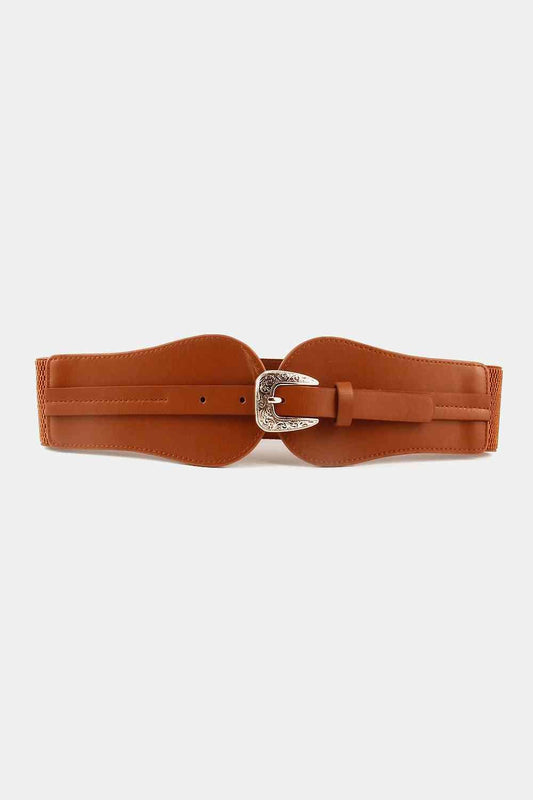 Wide Elastic Belt with Alloy Buckle - belt - Ochre - Bella Bourget