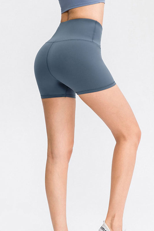 Wide Waistband Athletic Shorts - Active Bottoms - Wine - Bella Bourget