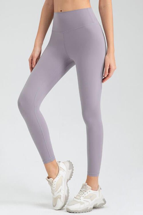 Wide Waistband Slim Fit Active Leggings - Athletic Leggings - Lavender - Bella Bourget