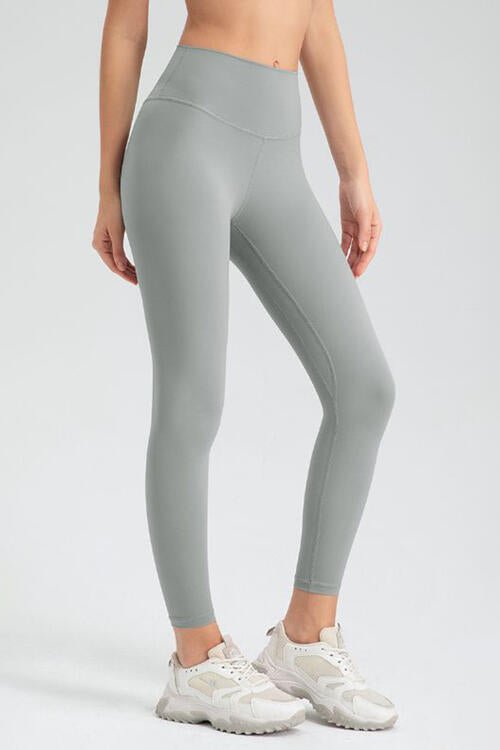 Wide Waistband Slim Fit Active Leggings - Athletic Leggings - Air Force Blue - Bella Bourget