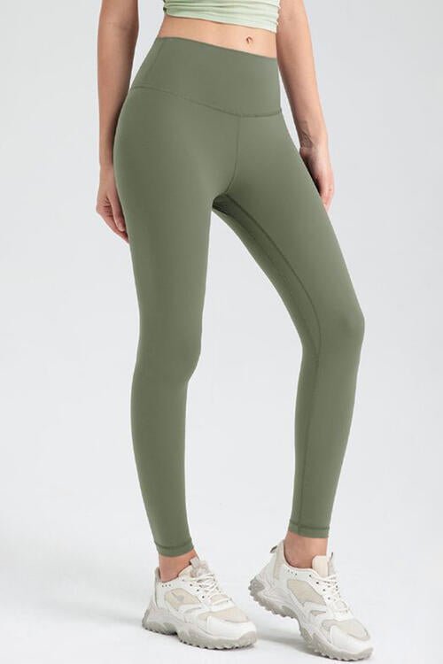 Wide Waistband Slim Fit Active Leggings - Athletic Leggings - Matcha Green - Bella Bourget