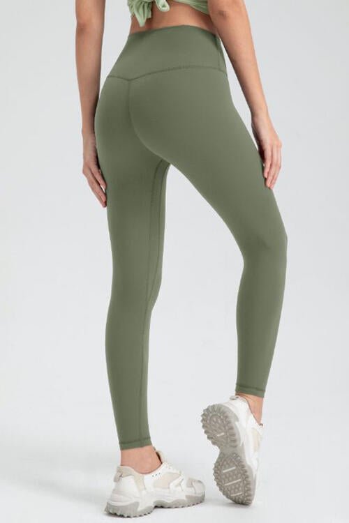 Wide Waistband Slim Fit Active Leggings - Athletic Leggings - Matcha Green - Bella Bourget