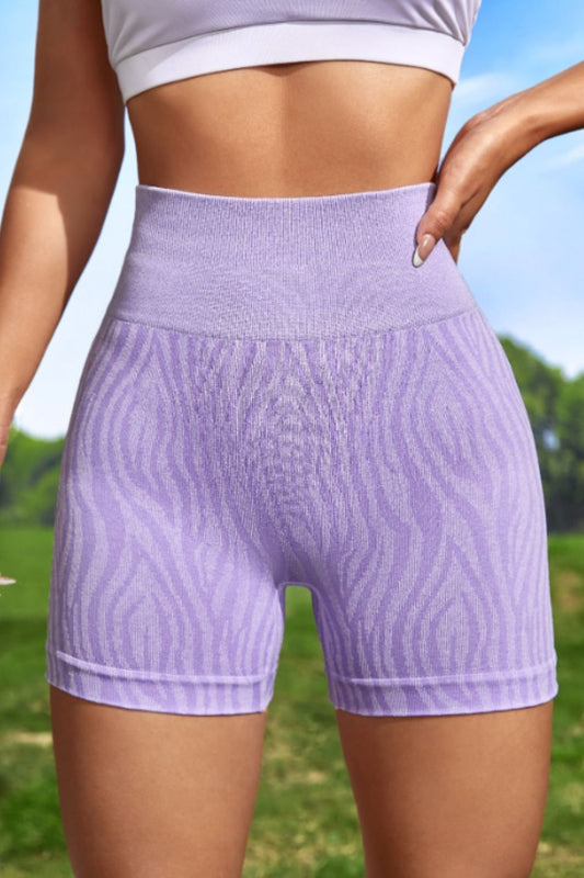 Wide Waistband Slim Fit Active Shorts - Active Bottoms - Lavender - Bella Bourget