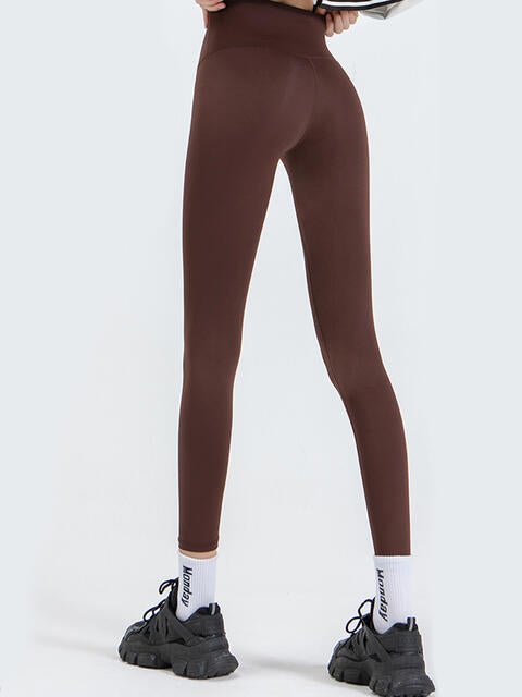 Wide Waistband Sports Leggings - Athletic Leggings - Chocolate - Bella Bourget