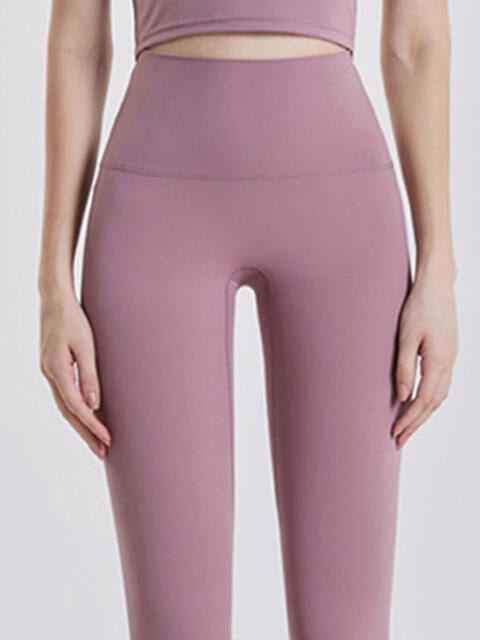 Wide Waistband Sports Leggings - Athletic Leggings - Lilac - Bella Bourget