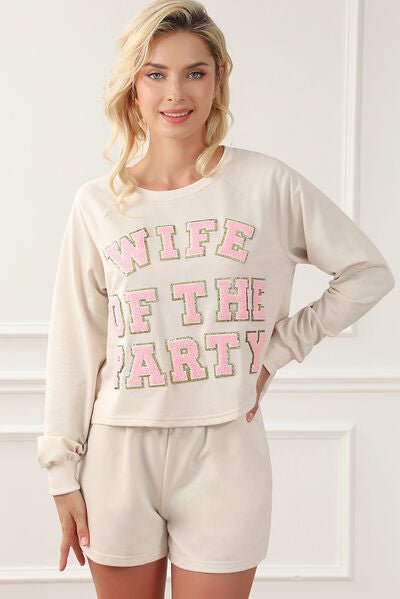 WIFE OF THE PARTY Round Neck Top and Shorts Lounge Set - Loungewear Set - White - Bella Bourget