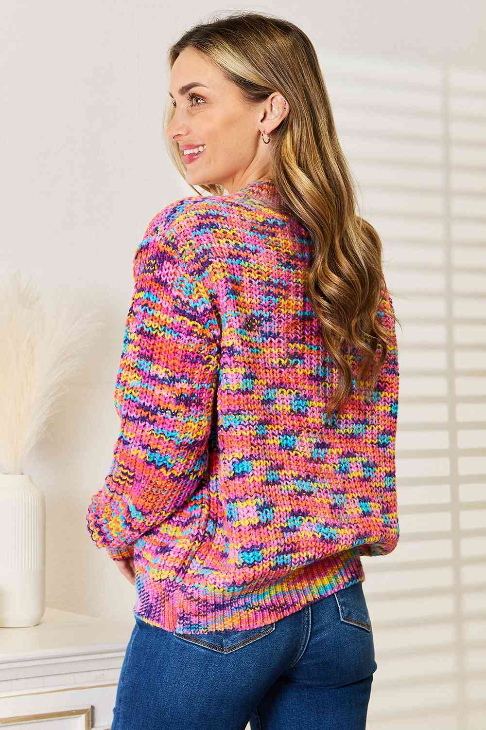 Woven Right V - Neck Long Sleeve Cardigan - TikTok - Multicolor - Bella Bourget