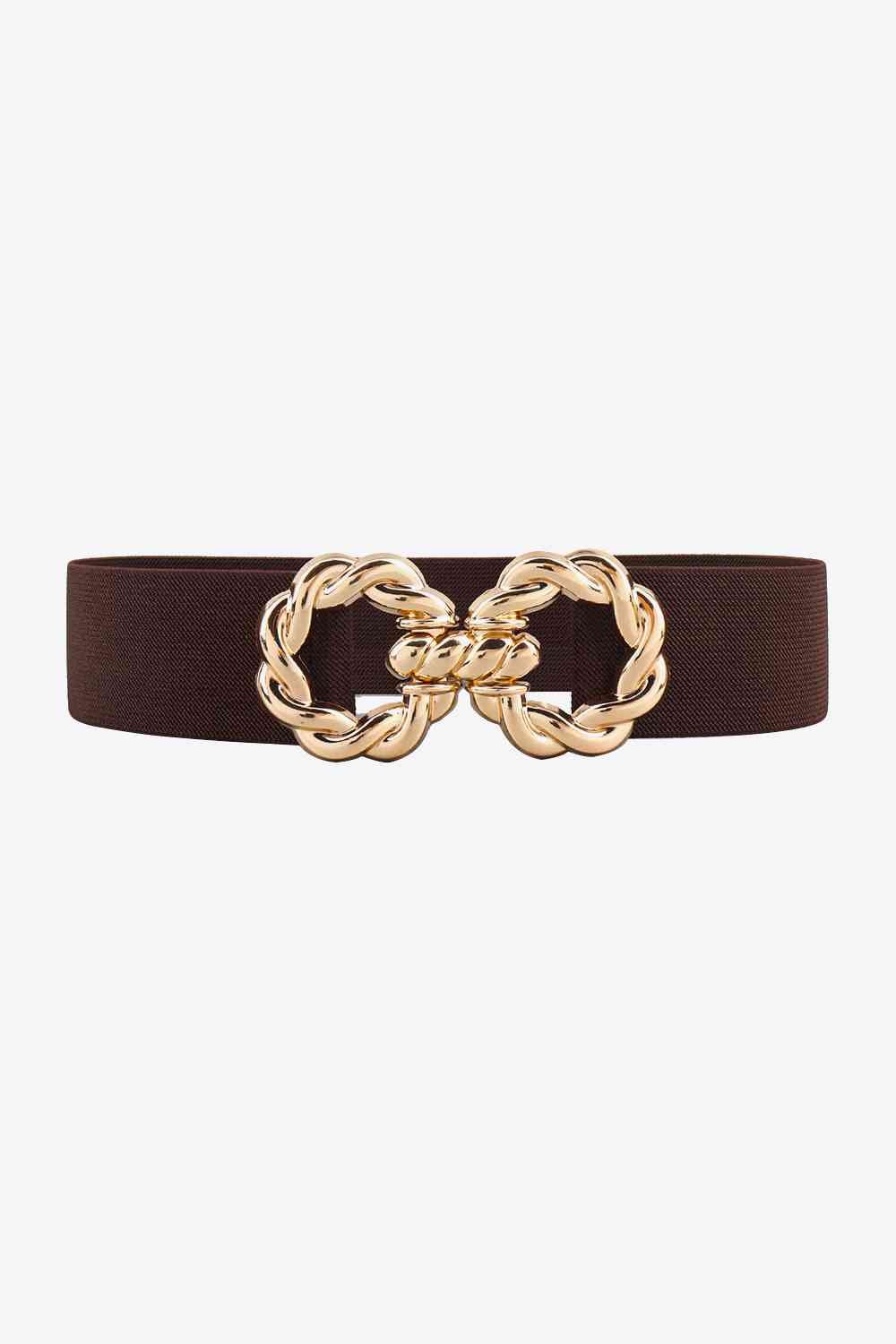 Zinc Alloy Buckle Elastic Belt - belt - Red - Bella Bourget