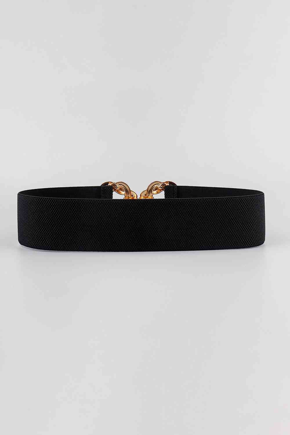 Zinc Alloy Buckle Elastic Belt - belt - Black - Bella Bourget