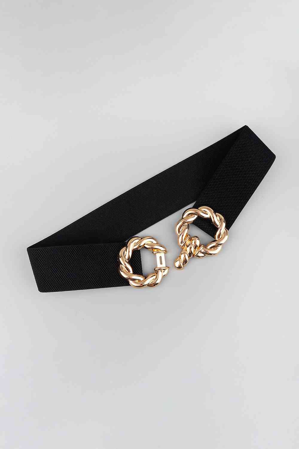 Zinc Alloy Buckle Elastic Belt - belt - Black - Bella Bourget