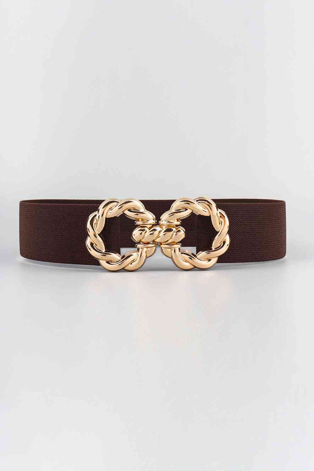 Zinc Alloy Buckle Elastic Belt - belt - Chocolate - Bella Bourget