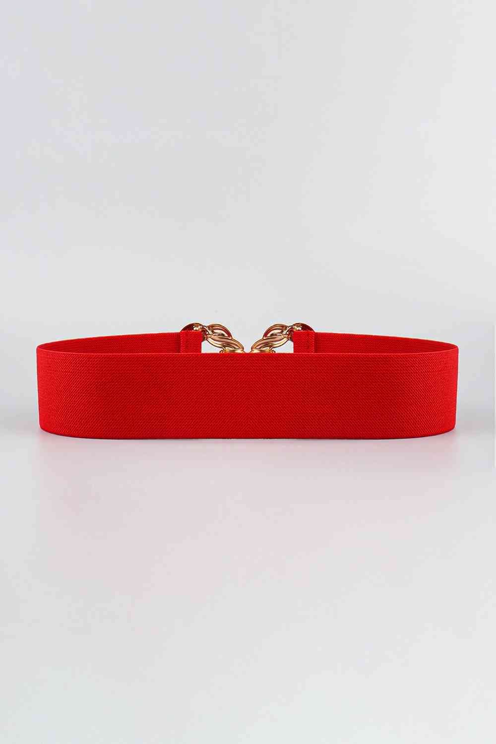 Zinc Alloy Buckle Elastic Belt - belt - Red - Bella Bourget