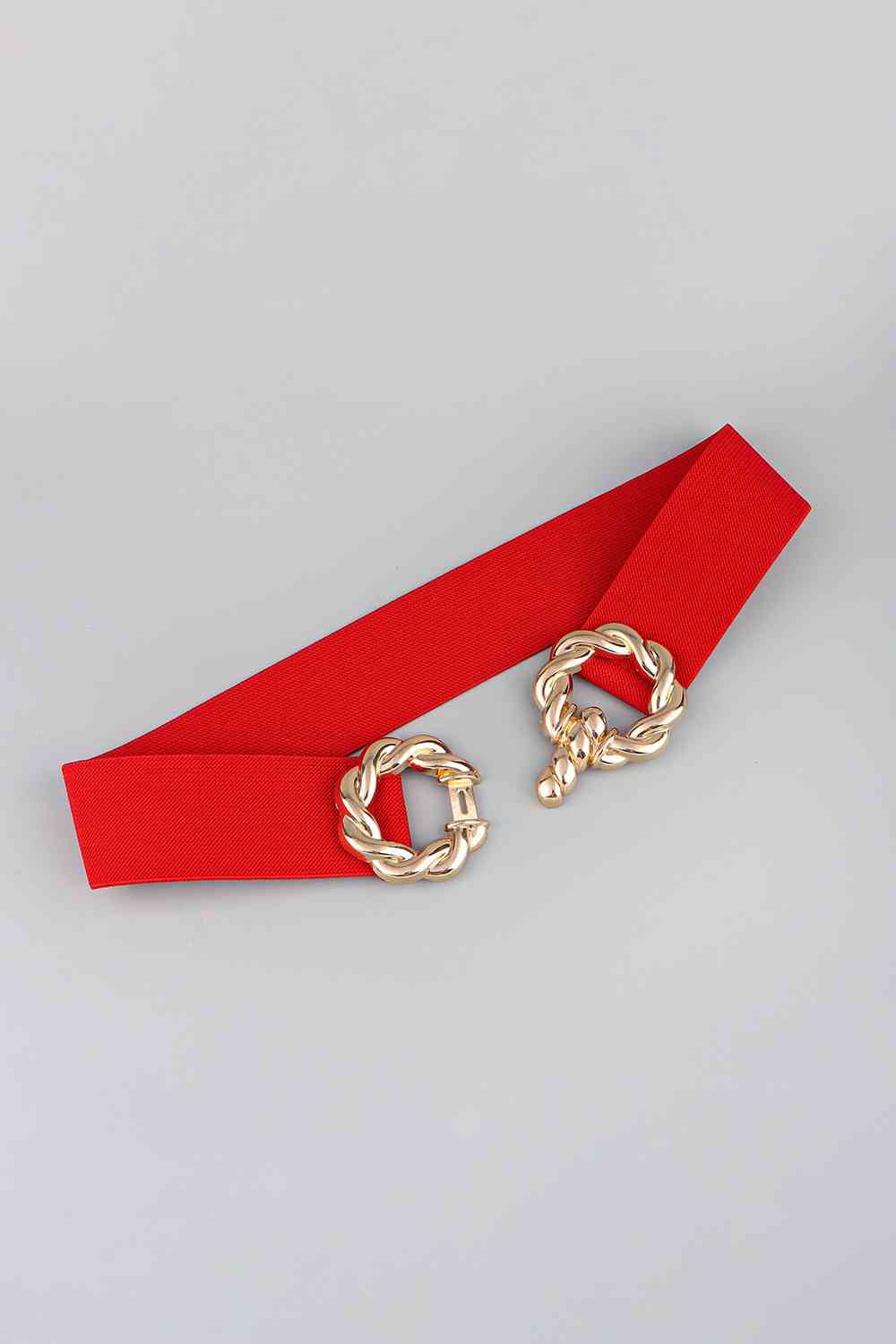 Zinc Alloy Buckle Elastic Belt - belt - Red - Bella Bourget