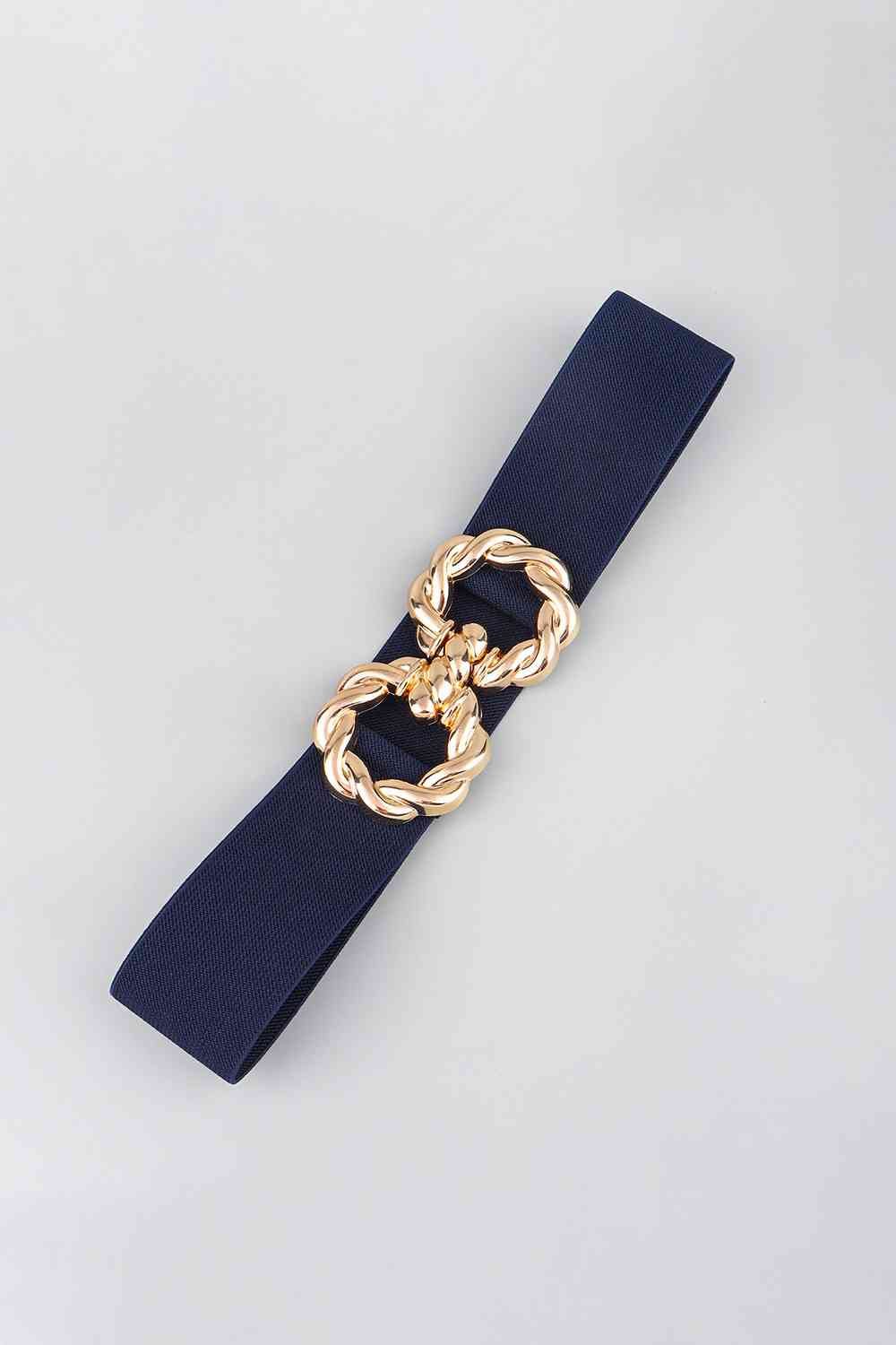 Zinc Alloy Buckle Elastic Belt - belt - Dark Navy - Bella Bourget