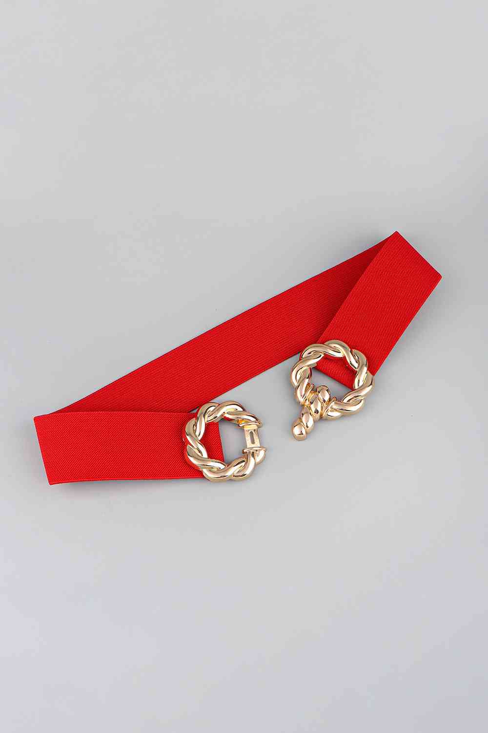 Zinc Alloy Buckle Elastic Belt - belt - Red - Bella Bourget