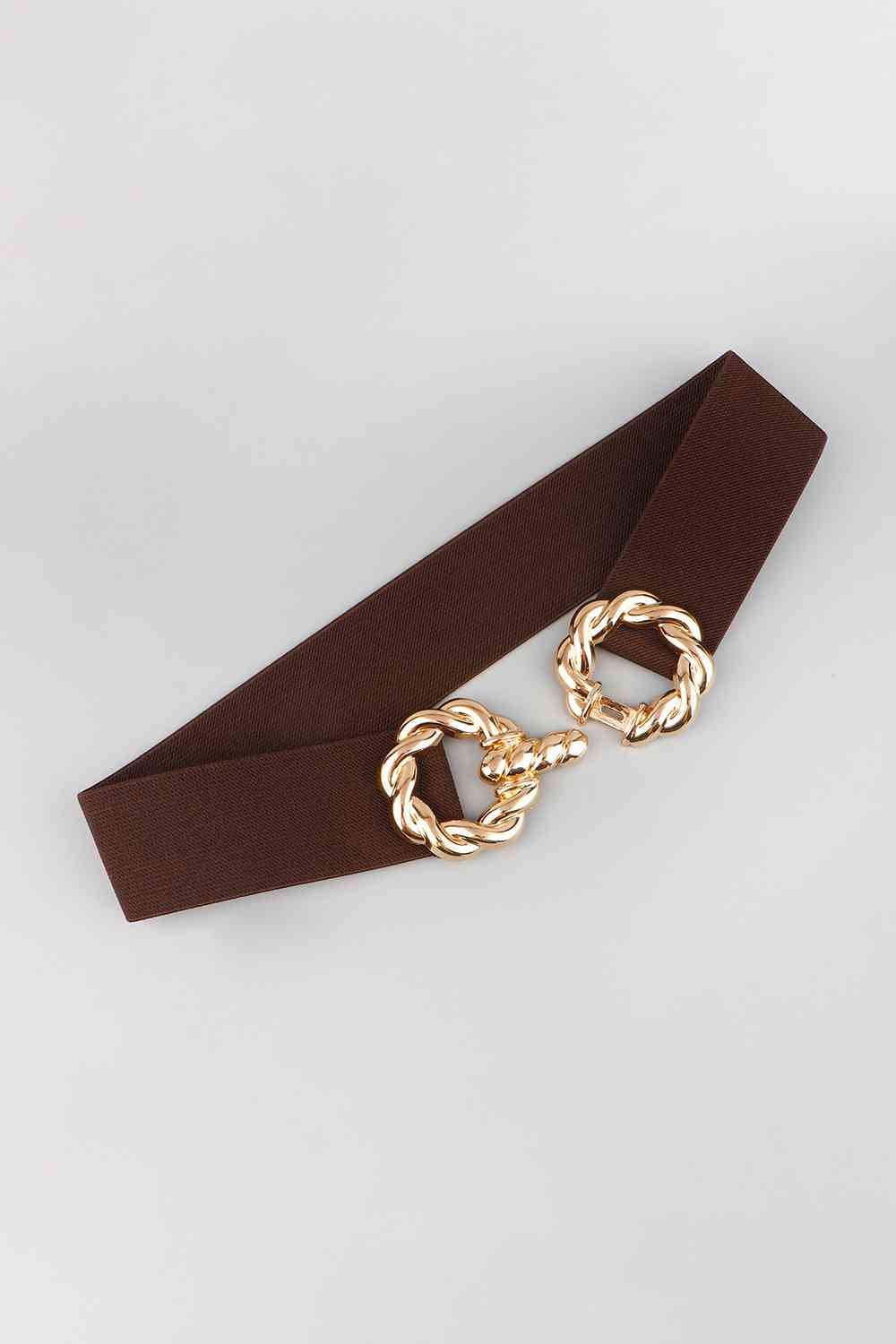 Zinc Alloy Buckle Elastic Belt - belt - Chocolate - Bella Bourget