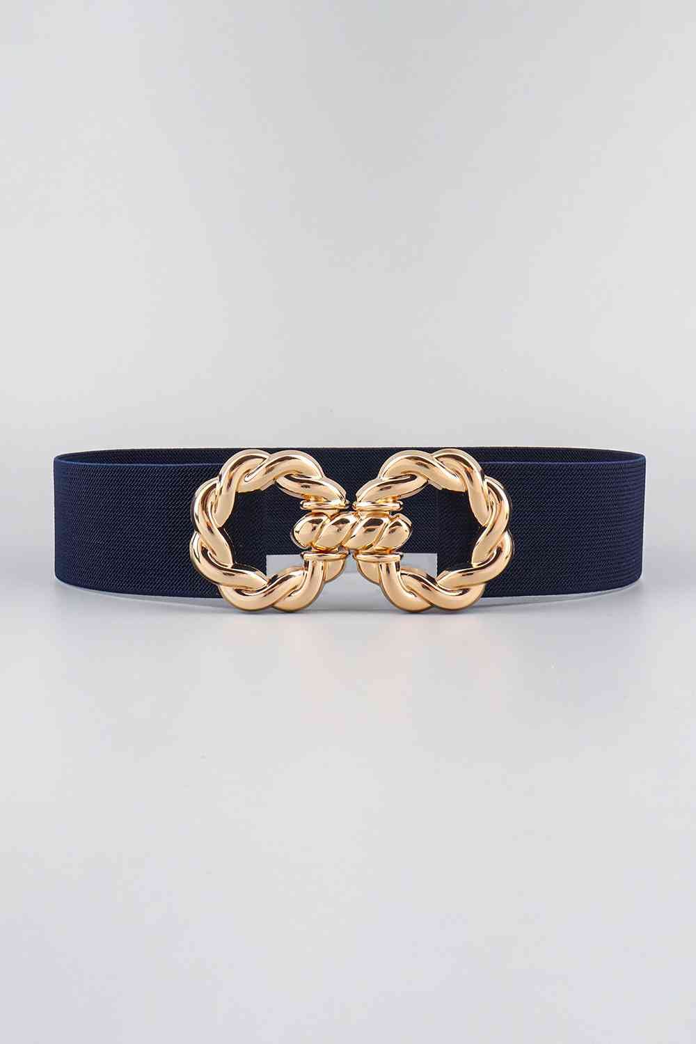 Zinc Alloy Buckle Elastic Belt - belt - Dark Navy - Bella Bourget