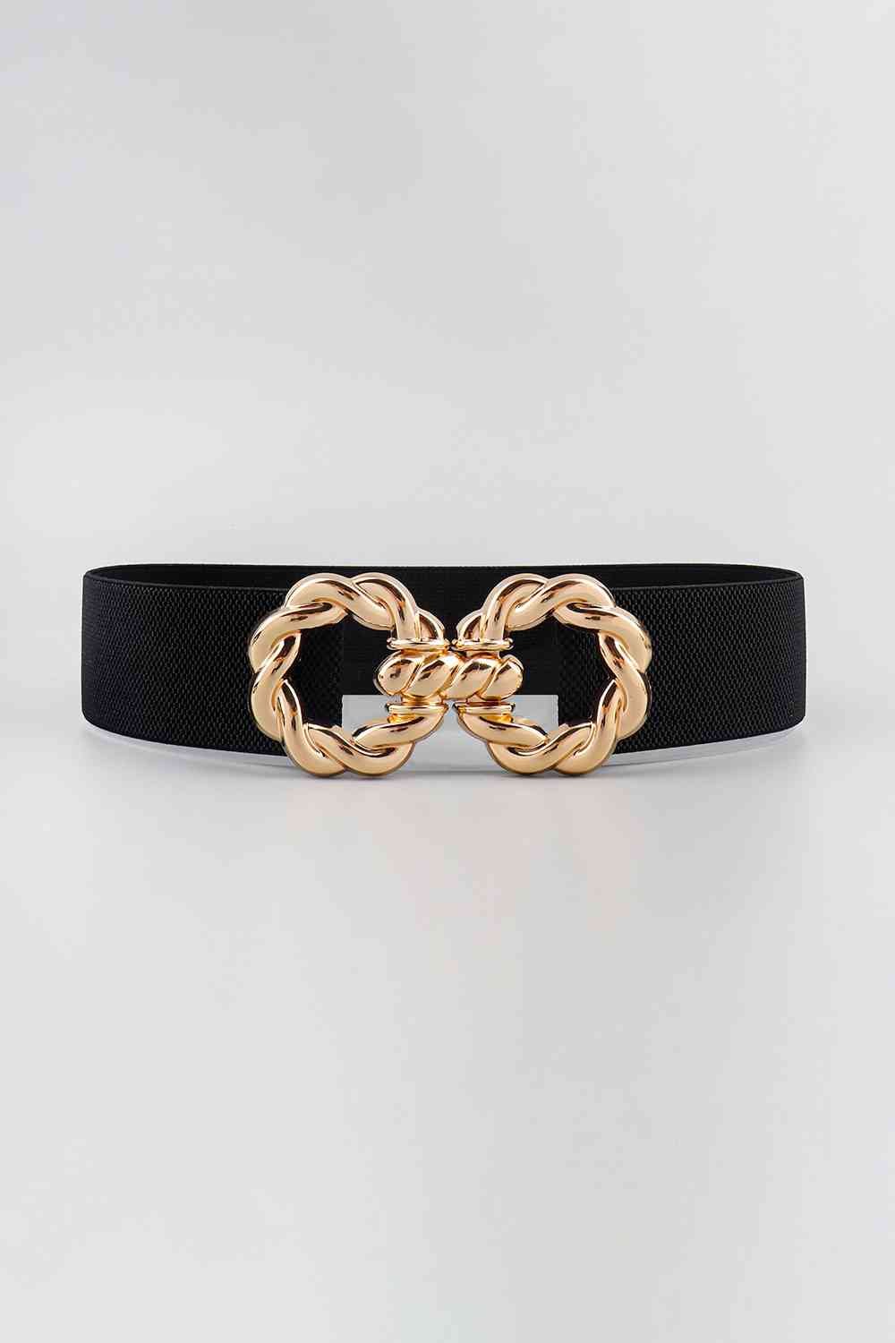 Zinc Alloy Buckle Elastic Belt - belt - Black - Bella Bourget