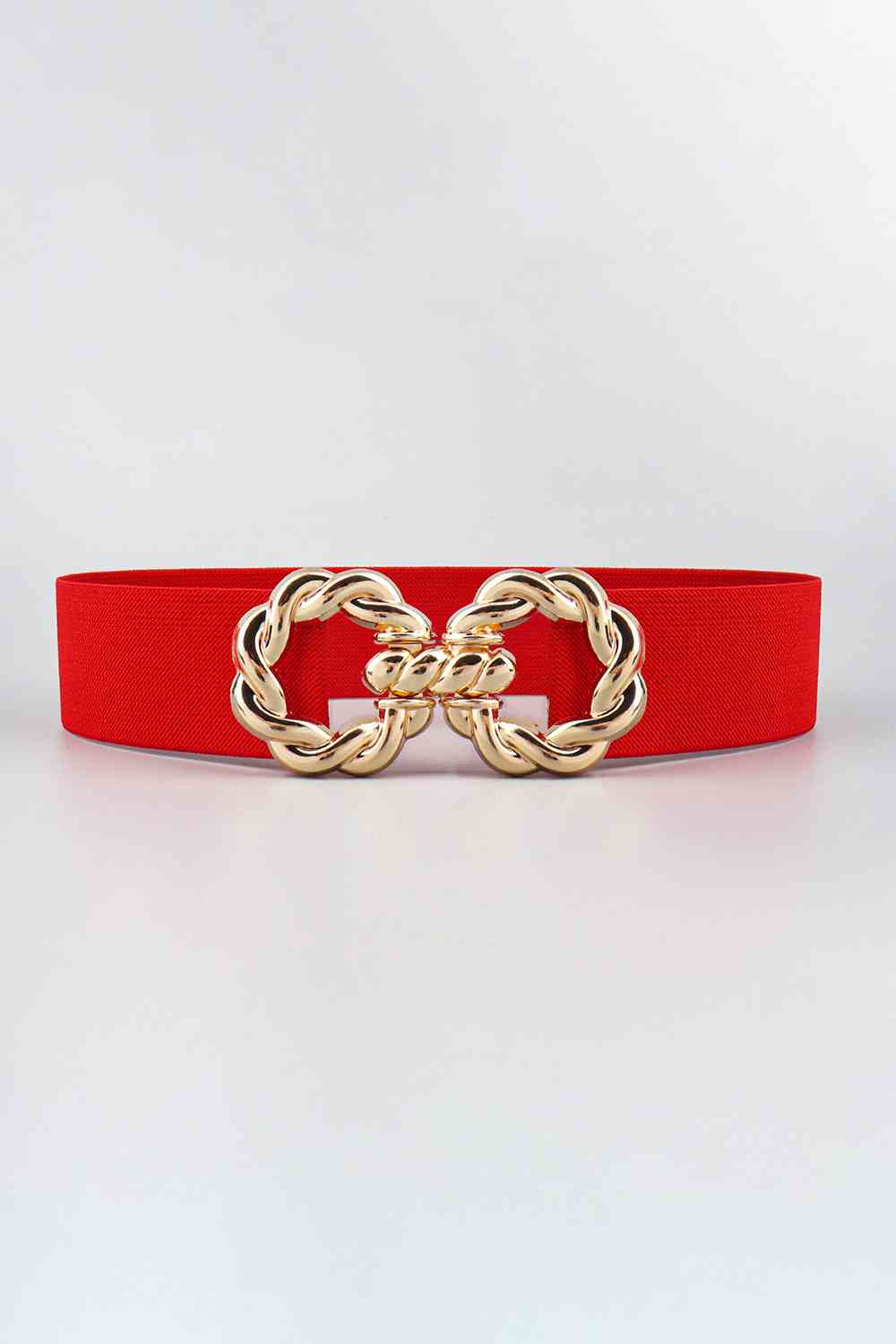 Zinc Alloy Buckle Elastic Belt - belt - Red - Bella Bourget