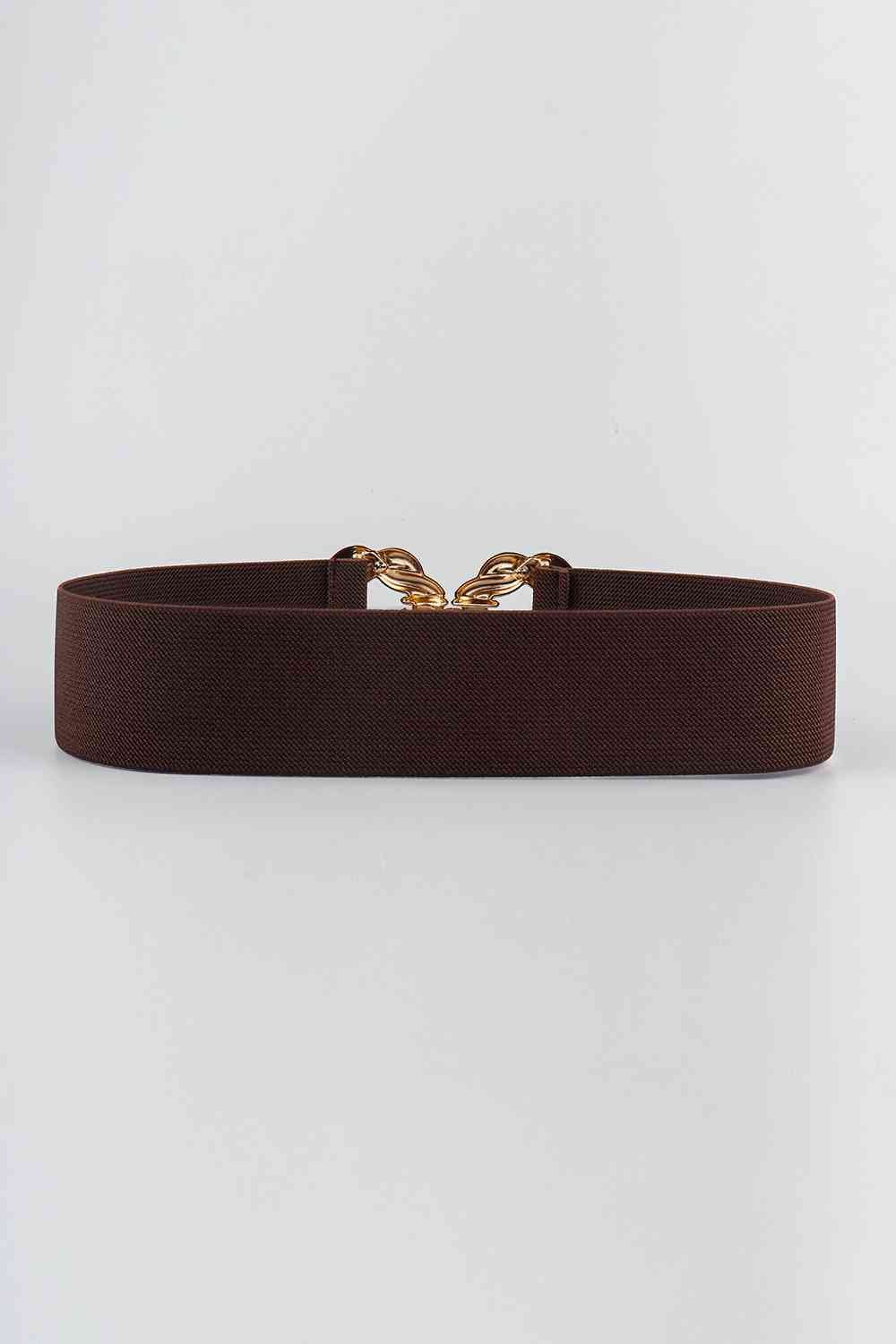 Zinc Alloy Buckle Elastic Belt - belt - Chocolate - Bella Bourget