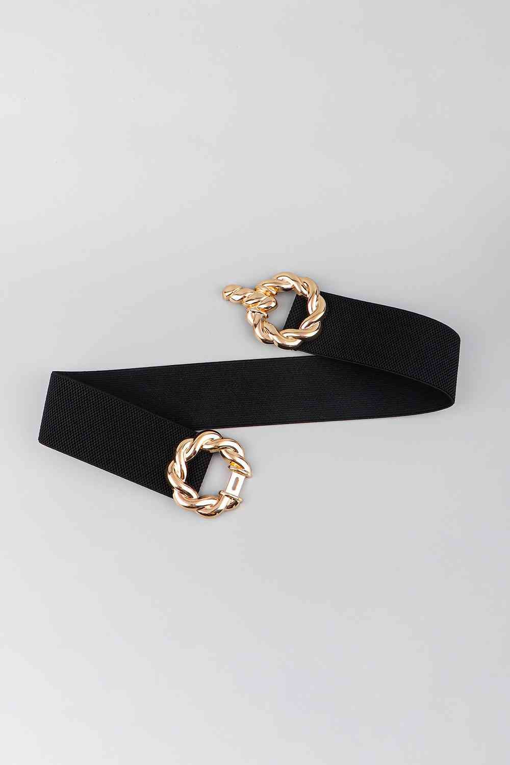 Zinc Alloy Buckle Elastic Belt - belt - Black - Bella Bourget