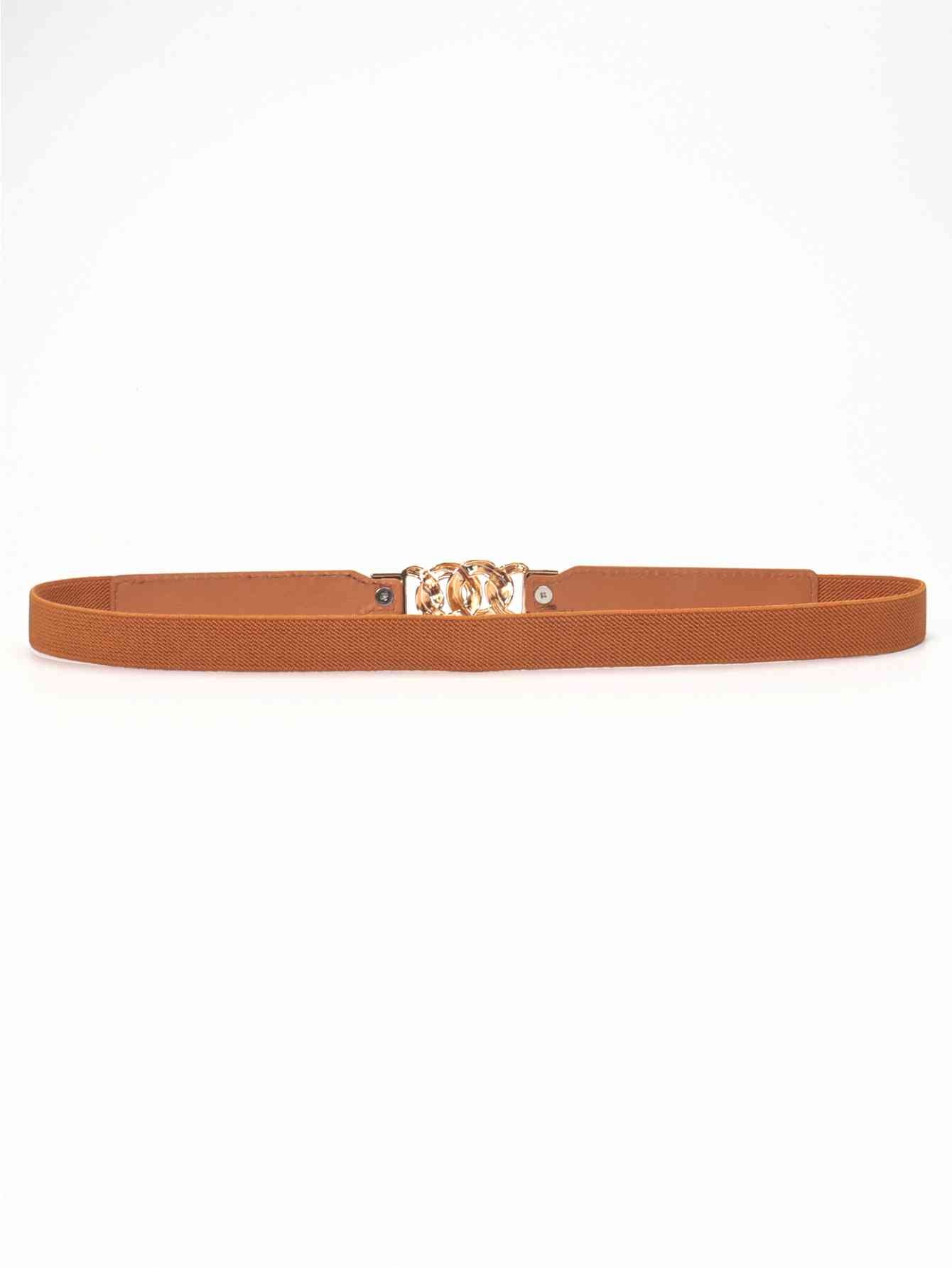 Zinc Alloy Buckle Skinny Elastic Belt - belt - Ochre/Gold - Bella Bourget