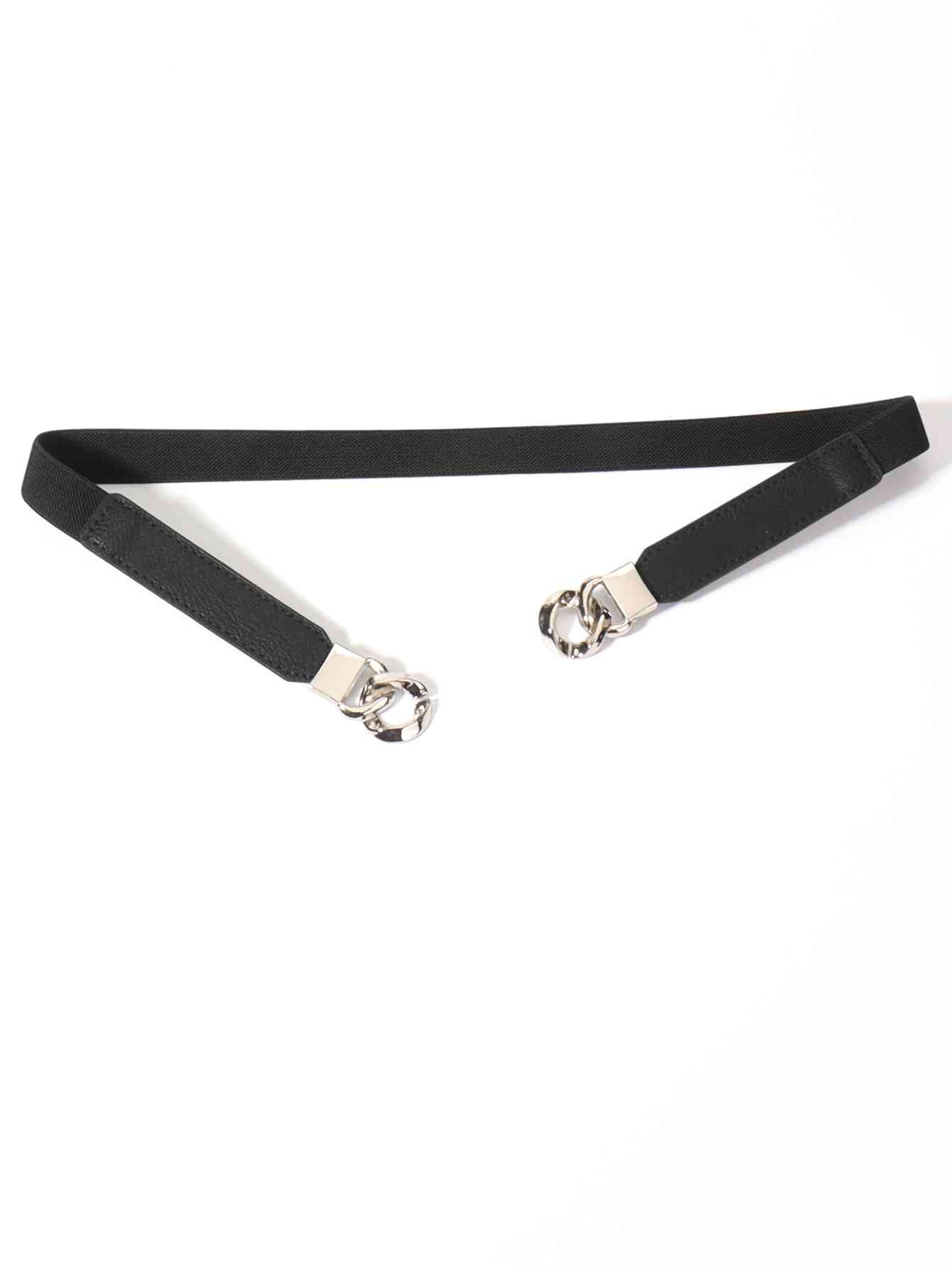 Zinc Alloy Buckle Skinny Elastic Belt - belt - Black/Silver - Bella Bourget