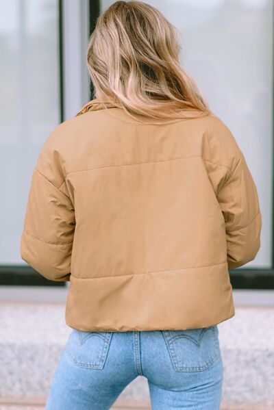 Zip Up Coat with Pockets - Coat - Tan - Bella Bourget