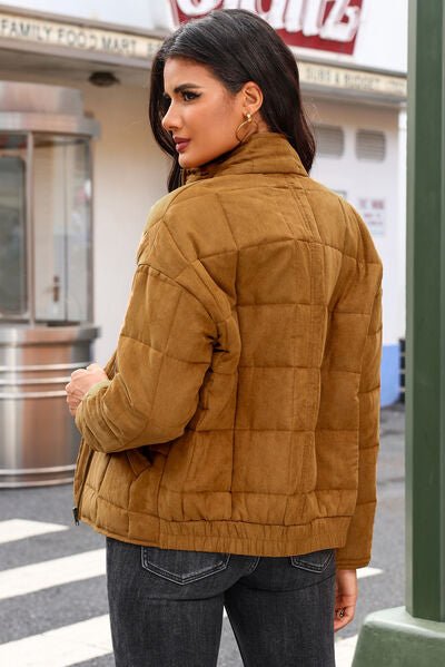 Zip up puffy coat with pockets - Coat - Ochre - Bella Bourget