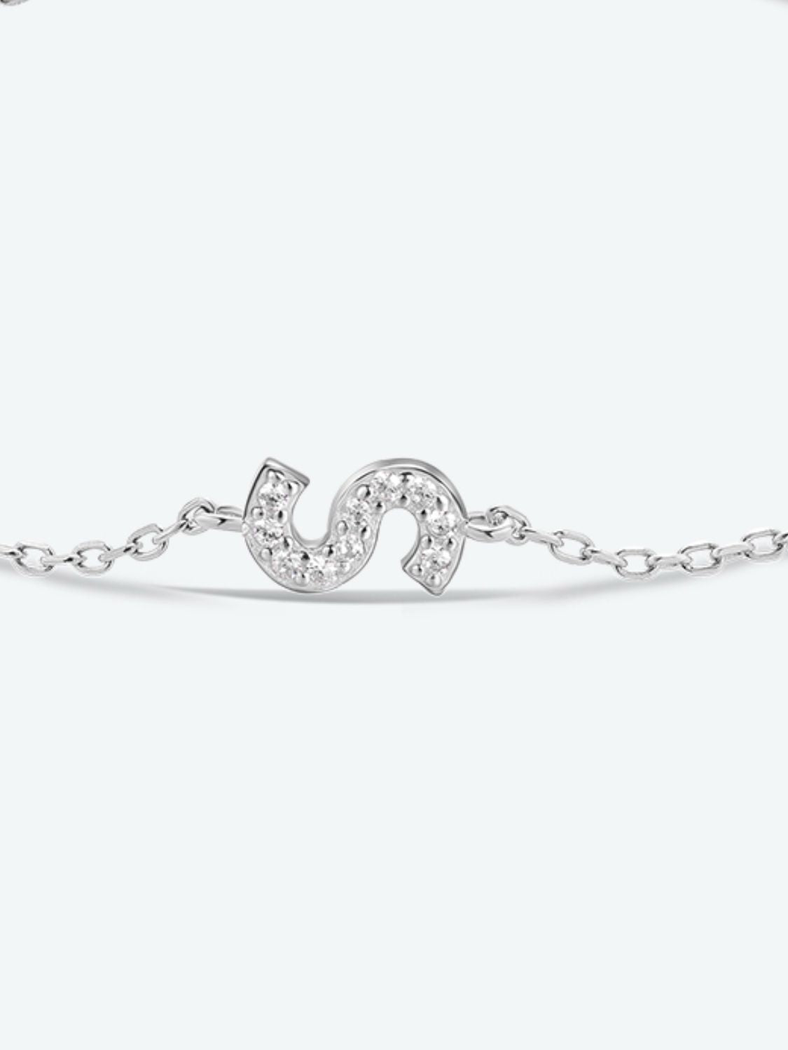 Zircon 925 Sterling Silver, 18K gold - plated, Platinum - plated Bracelet Letters Q - U - Bracelets - S/Silver - Bella Bourget