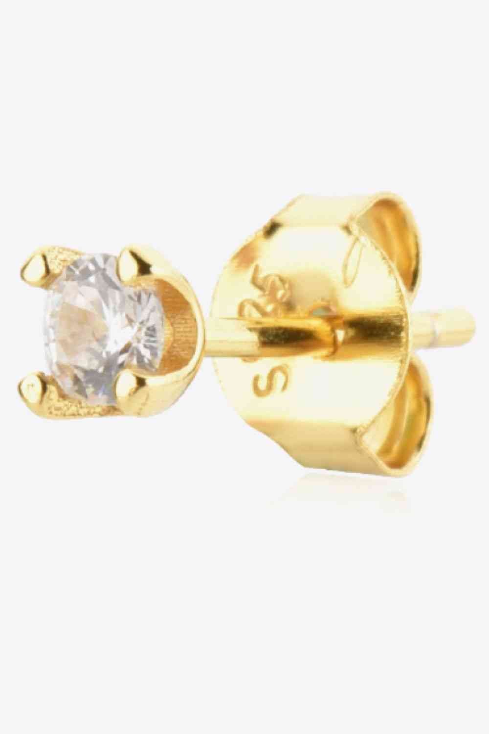 Zircon 925 Sterling Silver Stud Earrings - Earrings - Gold - Bella Bourget