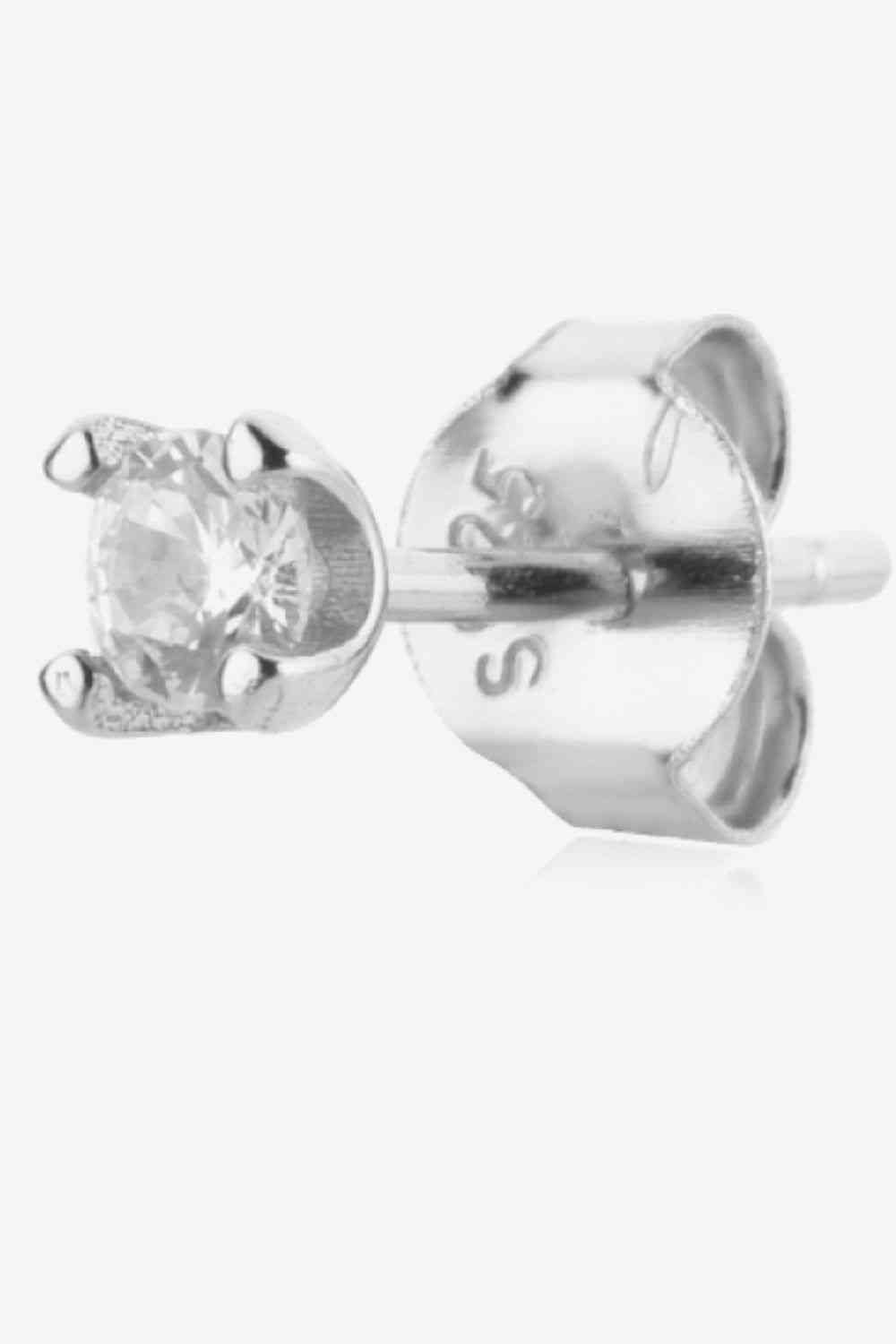 Zircon 925 Sterling Silver Stud Earrings - Earrings - Silver - Bella Bourget